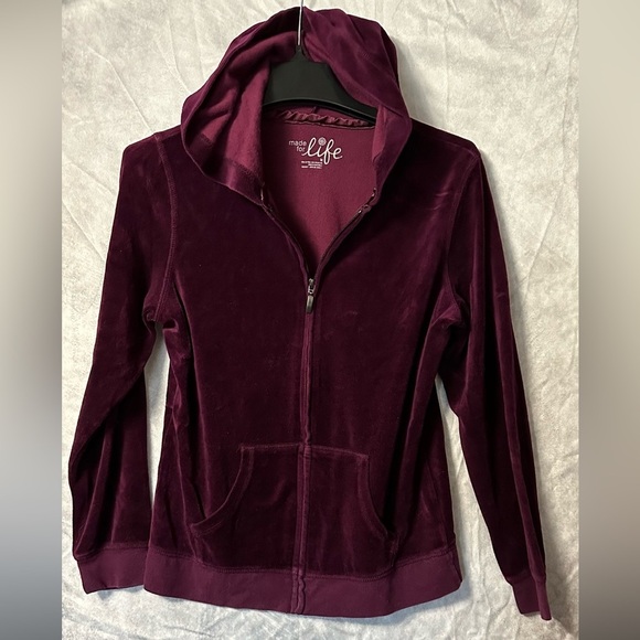 Made for life burgundy velvet sweater women’s size medium faux‎ velvet - Picture 1 of 11